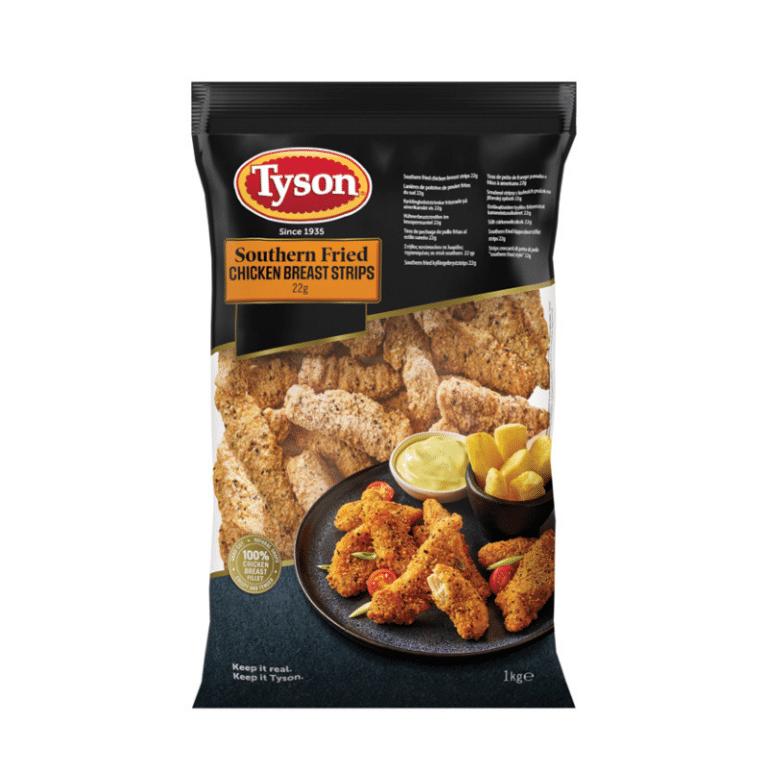 TYSON SOUTHERN FRIED CHICKEN BREAST STRIPS 1KG Piscopo's Cash & Carry