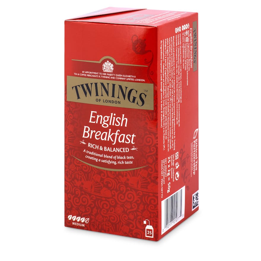 TWININGS ENGLISH BREAKFAST TEA BAGS X25 50G Piscopo's Cash & Carry