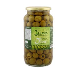 3 LEAVES GREEN PITTED OLIVES IN BRINE 400G (DW)